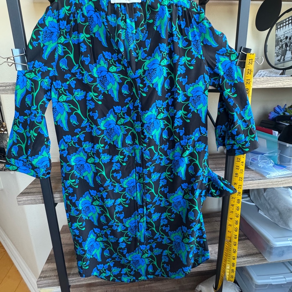 Diane Von Furstenberg DVF Black and Blue Floral Dress